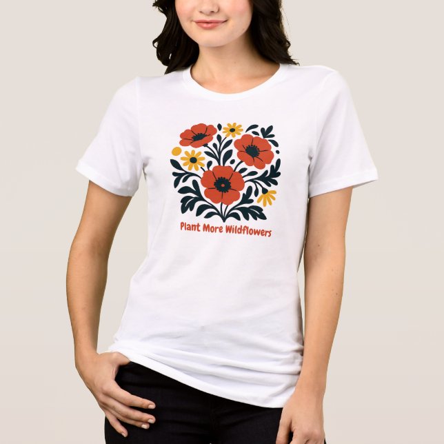 Camiseta design Floral de Cotação Floral "Plante Mais Flore (Frente)