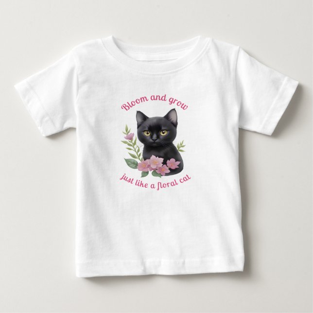 Camiseta Design Floral de Gato Gato Gato Gato Bastante e Cr (Frente)