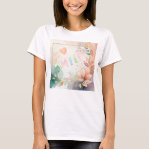 Camiseta Design Floral de "Sorriso" Inspiracional
