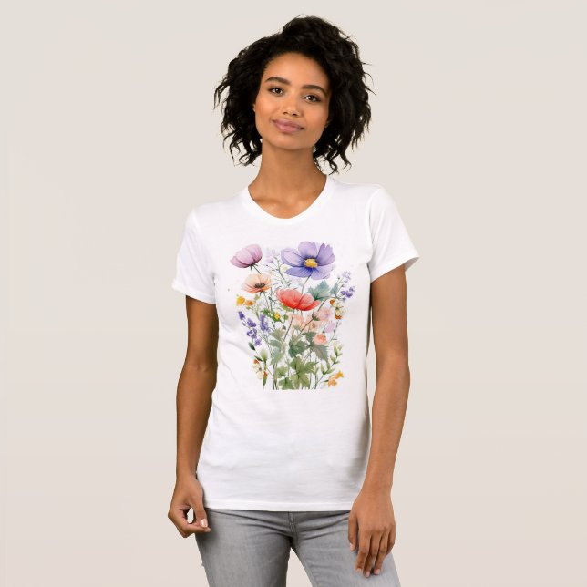 Camiseta Design Floral de Verão bonito (Frente Completa)