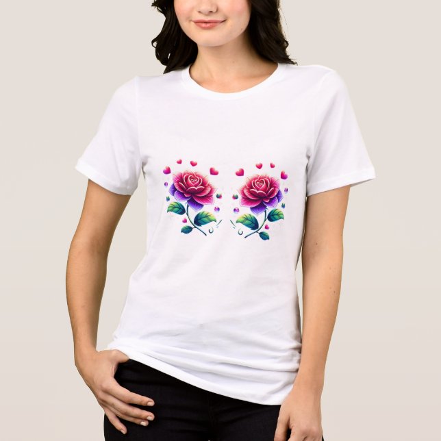 Camiseta Design Floral Romântico Twin Bloom (Frente)