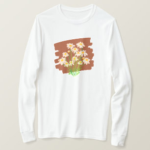 Camiseta Design floral russo sobre fundo castanho