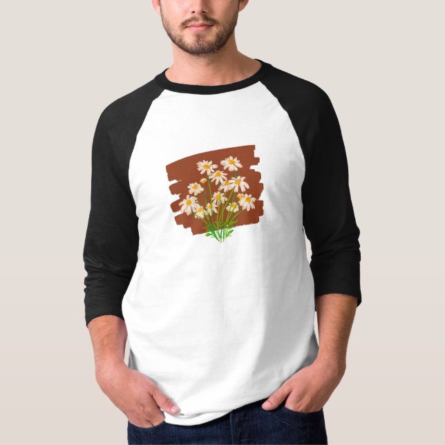 Camiseta Design floral russo sobre fundo castanho (Frente)