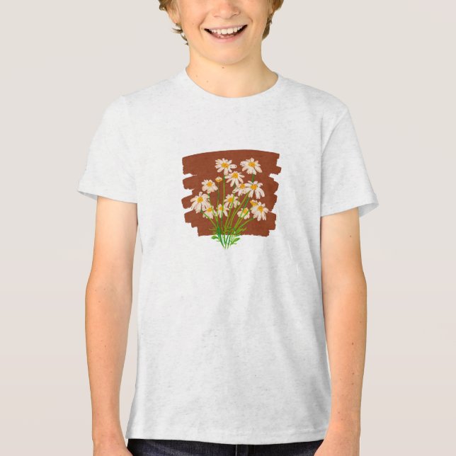 Camiseta Design floral russo sobre fundo castanho (Frente)