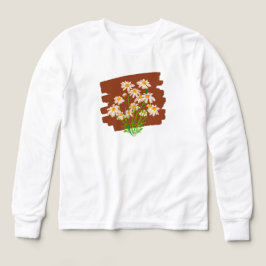 Camiseta Design floral russo sobre fundo castanho
