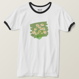 Camiseta Design Floral Rustic em Fundo Verde