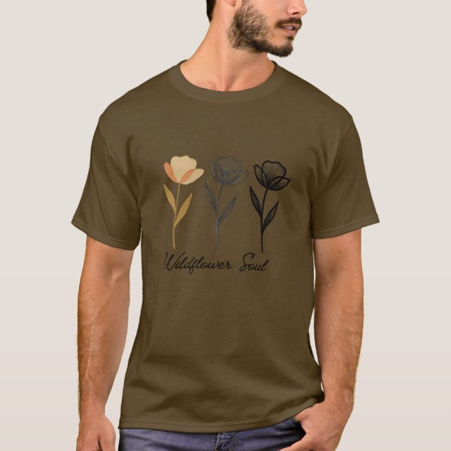 Camiseta Design floral selvagem moderno (Frente)