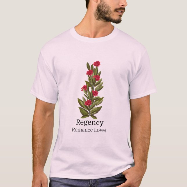 Camiseta Design floral vermelho com Regency Romance Lover (Frente)