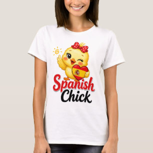 Camiseta Design Fofo Galinha Espanhola Bandeira da Espanha