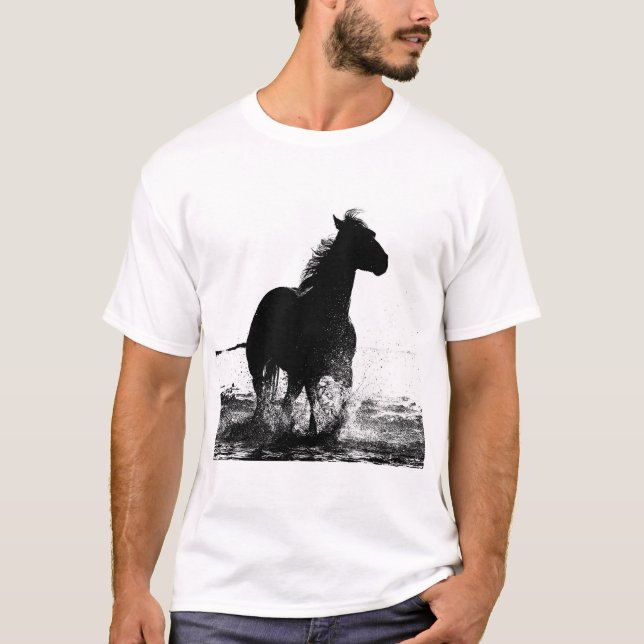 Camiseta Design frente e verso moderno que corre cavalos (Frente)