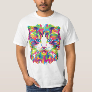 Camiseta Design Gato Face Geométrica Prismática - 32453