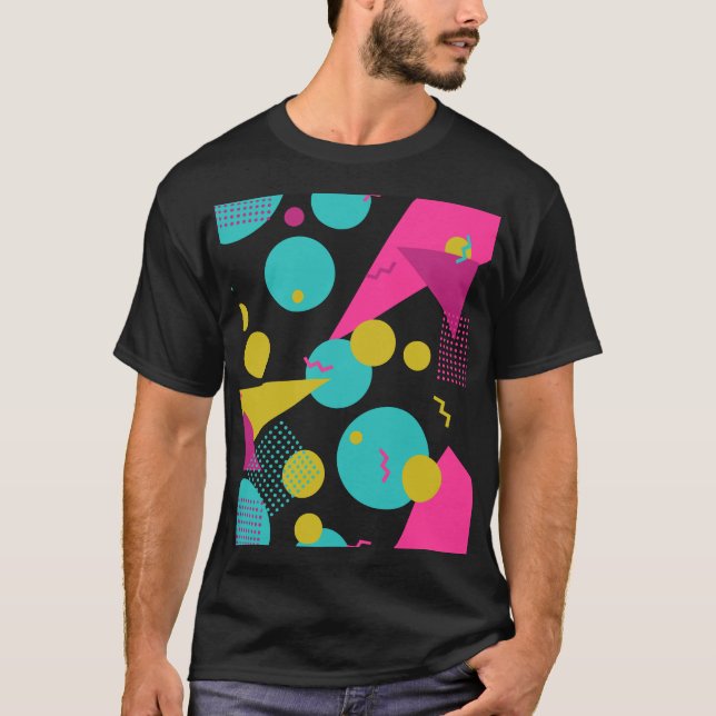 Camiseta Design Geométrica de Memphis dos anos 80 (Frente)