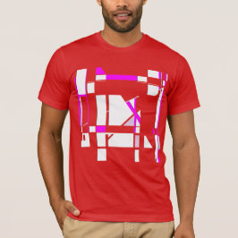 Camiseta Design Geométrico Abstrato de Placa Branca Magenta