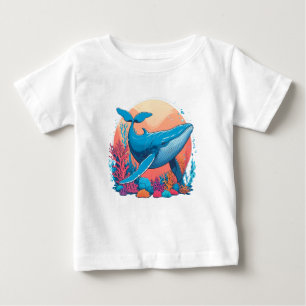 Camiseta Design Gráfico Colorido de uma Baleia