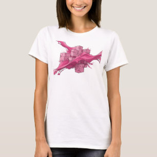 Camiseta Design Gráfico Cubos Abstratos Rosa Ousado