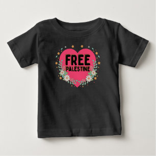 Camiseta design gráfico de coração da Palestina cor-de-rosa