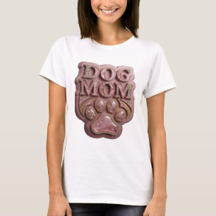 Camiseta Design Gráfico de DOG MOM Rosa Estiloso
