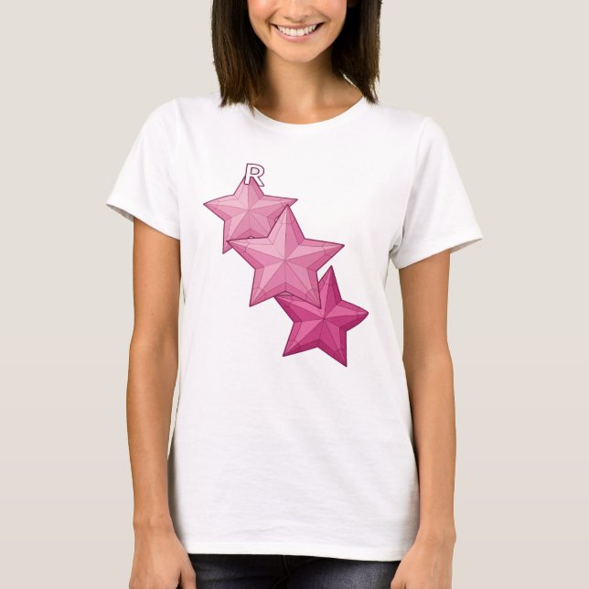 Camiseta Design Gráfico de Estrelas Roxas Cor-de-Rosa Diver (Frente)