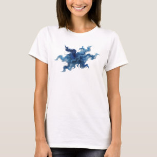 Camiseta Design Gráfico de Fitas Abstratas Azuis Elegantes