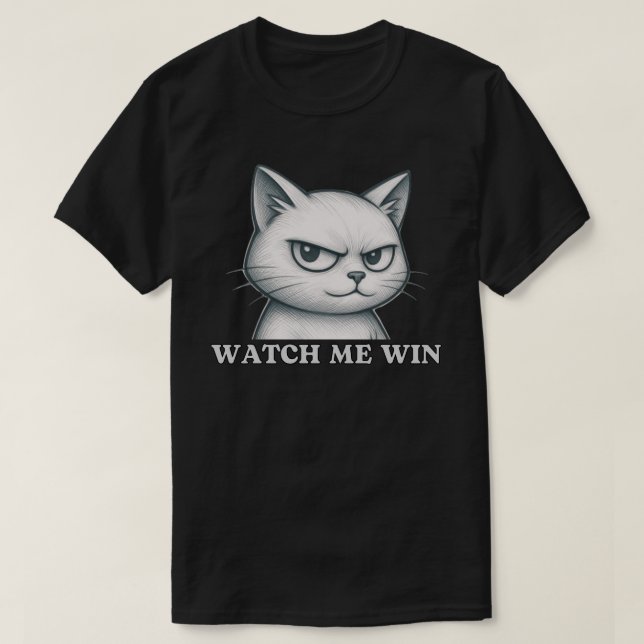 Camiseta Design Gráfico de Gato Confidente Ousado (Frente do Design)