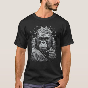 Camiseta Design Gráfico de Gorila Arte de Vida Selvagem Imp