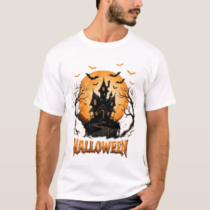 Camiseta Design Gráfico de Morcego Lua Casa Assombrada de H
