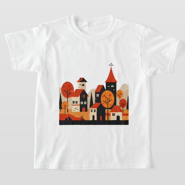 Camiseta Design gráfico de um outono rural (Postura )