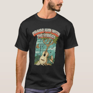 Camiseta Design Gráfico de Violão Acústico Vintage e Jesus 