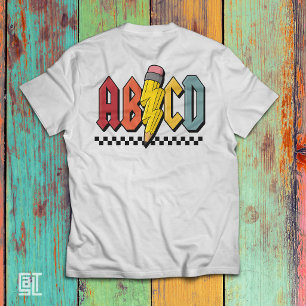Camiseta Design Gráfico Divertido do Alfabeto de Lápis ABCD