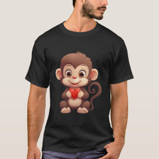 Camiseta Design Gráfico do Coração do Macaco-dia de os namo