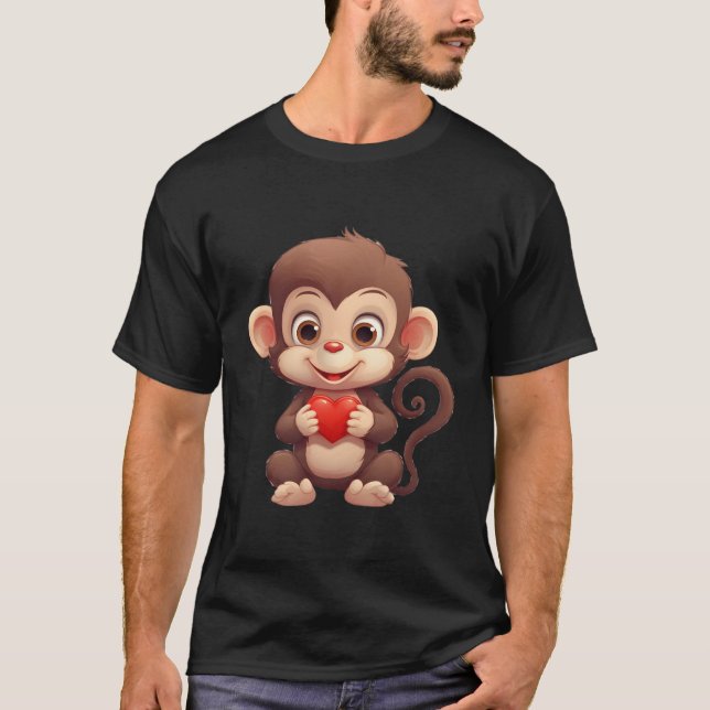 Camiseta Design Gráfico do Coração do Macaco-dia de os namo (Frente)