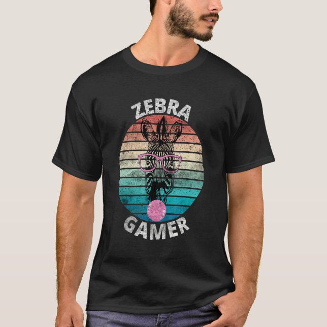 Camiseta Design Gráfico Zebra Gamer Para Crianças Jogadoras (Frente)