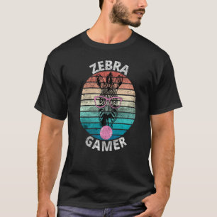 Camiseta Design Gráfico Zebra Gamer Para Crianças Jogadoras