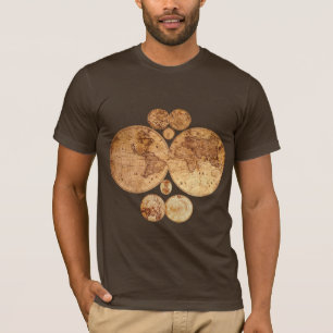 Camiseta Design histórico do mapa do mundo antigo
