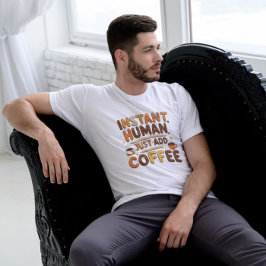 Camiseta Design Humano Instantâneo Engraçado no Café