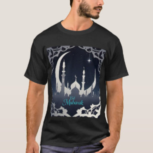 Camiseta Design Mens Tshirt da Mesquita Silver Eid Mubarak