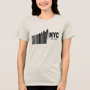 Camiseta Design Minimalista da Silhueta de Nova York em Cód