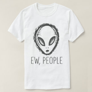 Camiseta Design Minimalista de Alien Engraçado “Ew Pessoas”
