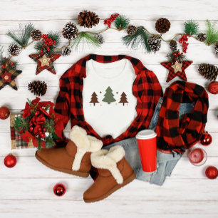 Camiseta Design Minimalista de Três Árvores de Natal