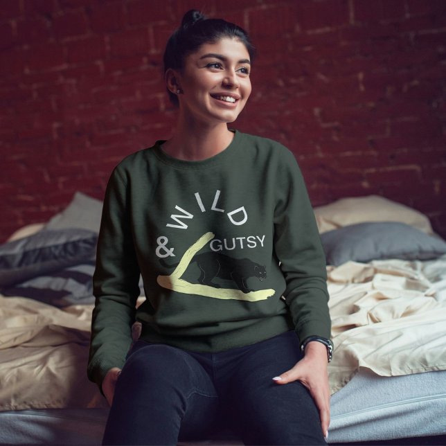 Camiseta Design Moderno De Gato Selvagem E Gutsy Bold Perso (Criador carregado)