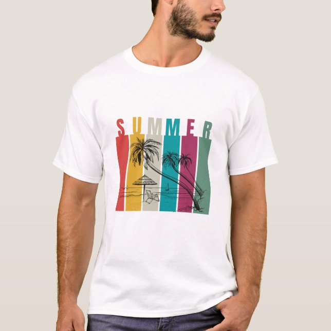 Camiseta Design Moderno de Verão Colorido (Frente)