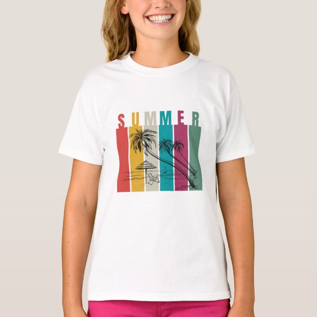 Camiseta Design Moderno de Verão Colorido (Frente)