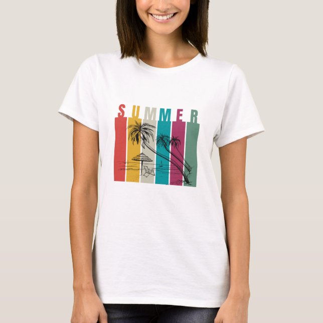 Camiseta Design Moderno de Verão Colorido (Frente)