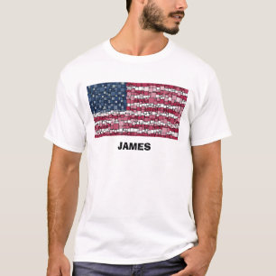 Camiseta DESIGN Mosaico com Sinalizador dos EUA (Texto Pret