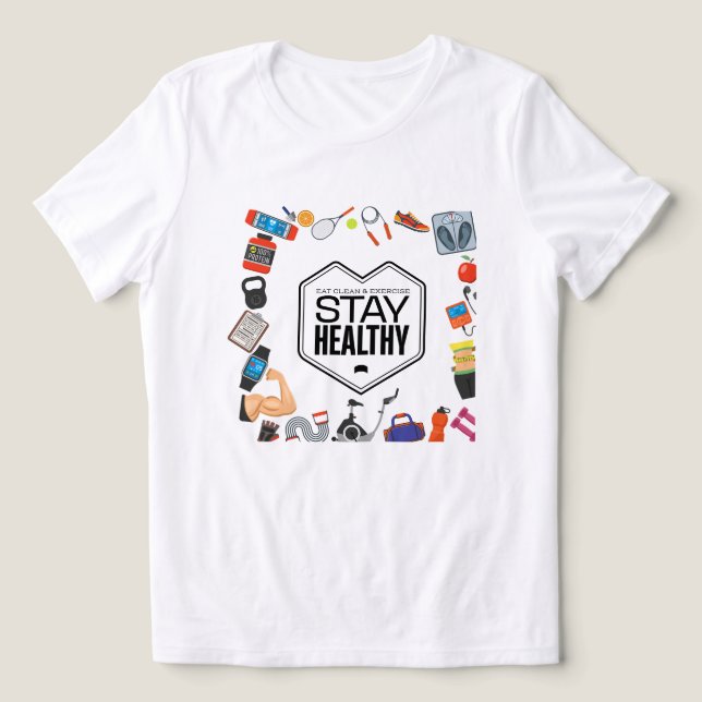 Camiseta design motivacional para manter a saúde (Design frontal)
