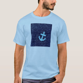 Camiseta Design náutico da escrita da âncora da listra