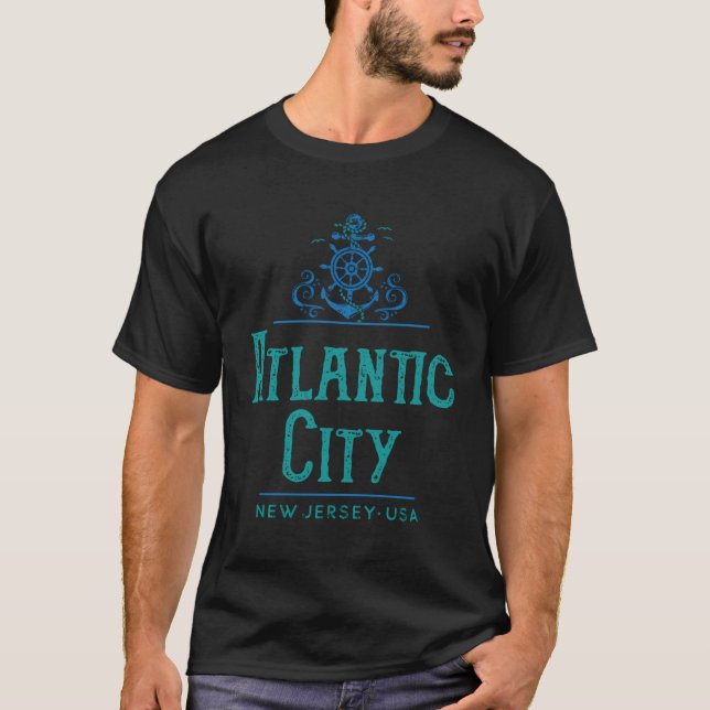 Camiseta Design Náutico de Atlantic City New Jersey (Frente)