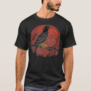 Camiseta Design oculto do do Corvo Preto da Lua Vermelha