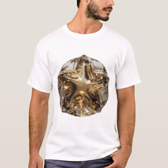 Camiseta Design Ousado Bola Estrela Dourada Chic (Frente)