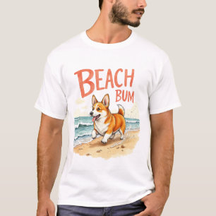 Camiseta Design Ousado Corgi Beach Bum